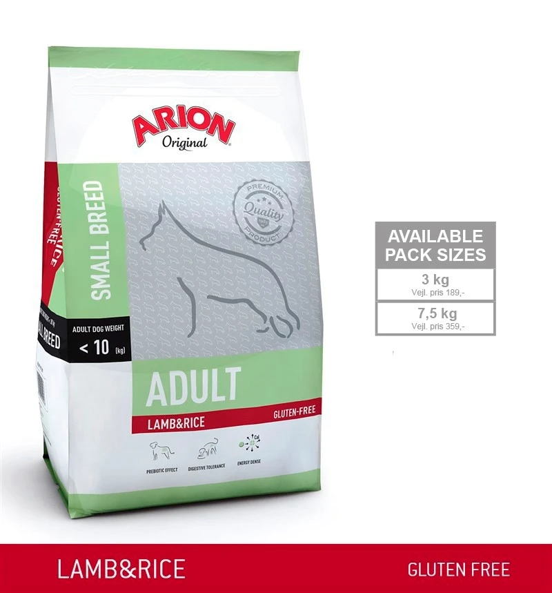 Arion Adult Small Breed Lam Og Ris 3kg. 1 Arion Adult Small Breed Lam Og Ris 3kg.
